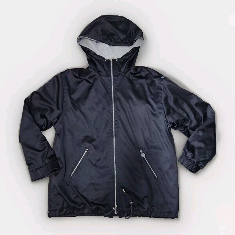 Escada Sport Women's Black Oversized Hooded Windbreaker Jacket Size Small